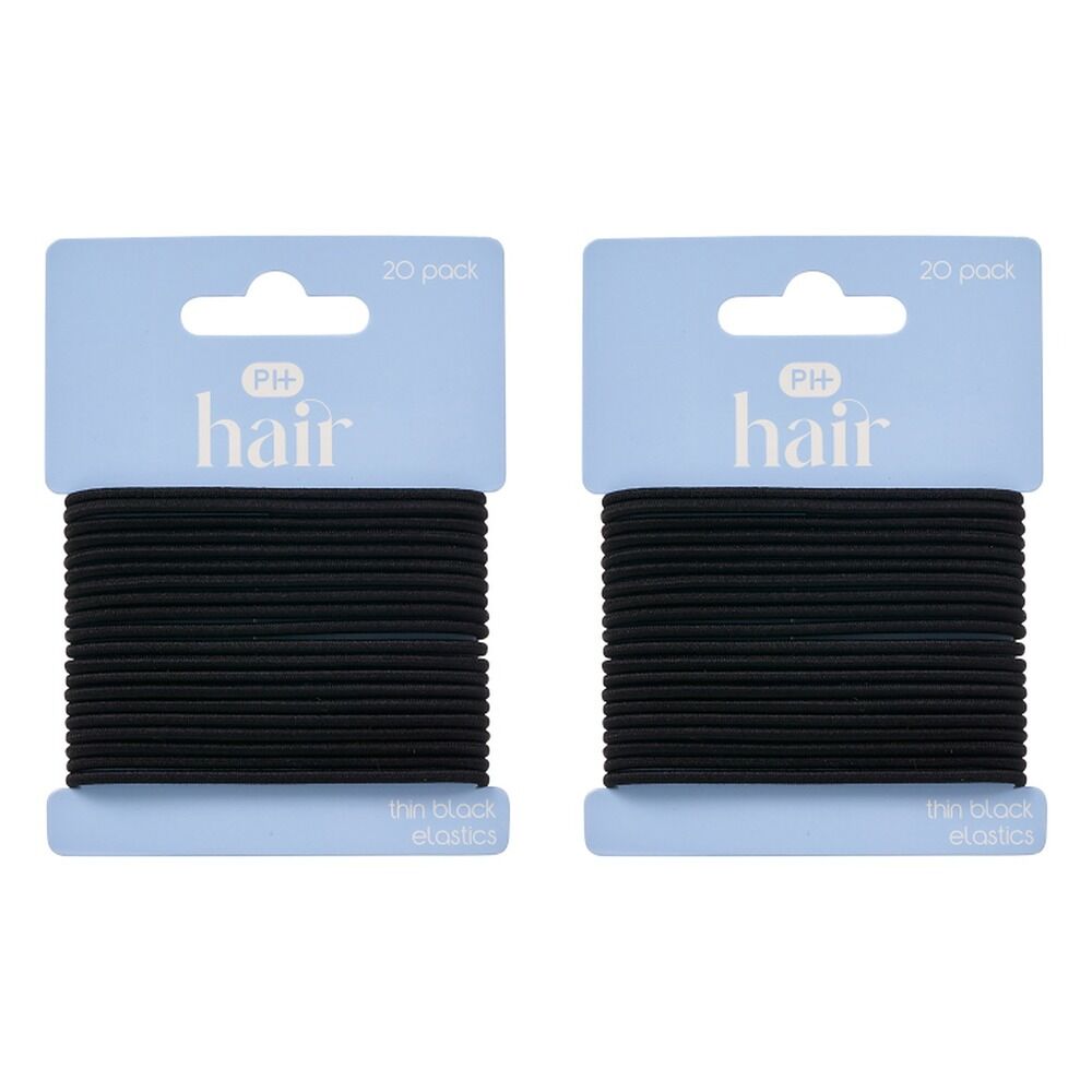 Pharmacy Health Thin Elastics Black 20 Pack Bundle of 2