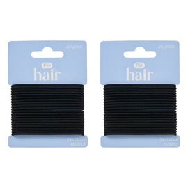 Pharmacy Health Thin Elastics Black 20 Pack Bundle of 2