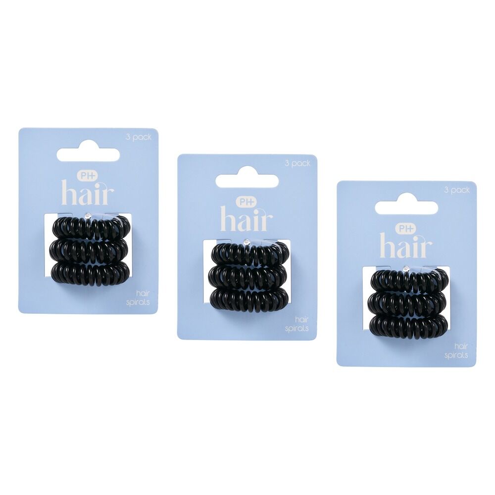 Pharmacy Health Hair Spirals Black 3 Pack Bundle of 3