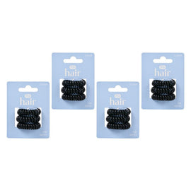 Pharmacy Health Hair Spirals Black 3 Pack Bundle of 4