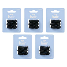 Pharmacy Health Hair Spirals Black 3 Pack Bundle of 5