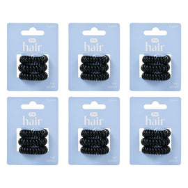 Pharmacy Health Hair Spirals Black 3 Pack Bundle of 6