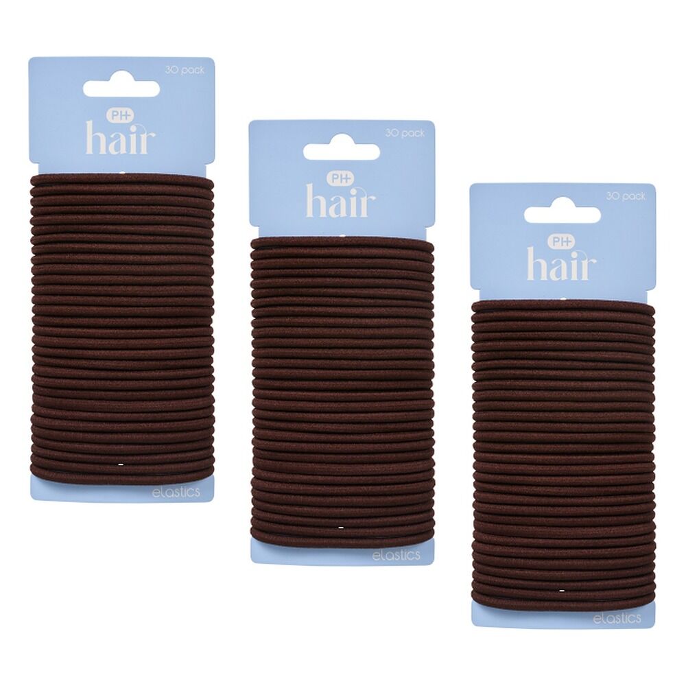 Pharmacy Health Thick Elastics Brunette 30 Pack Bundle of 3