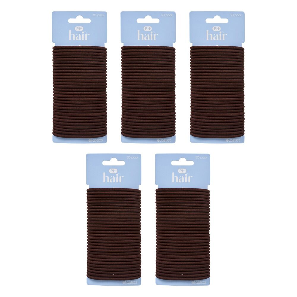 Pharmacy Health Thick Elastics Brunette 30 Pack Bundle of 5