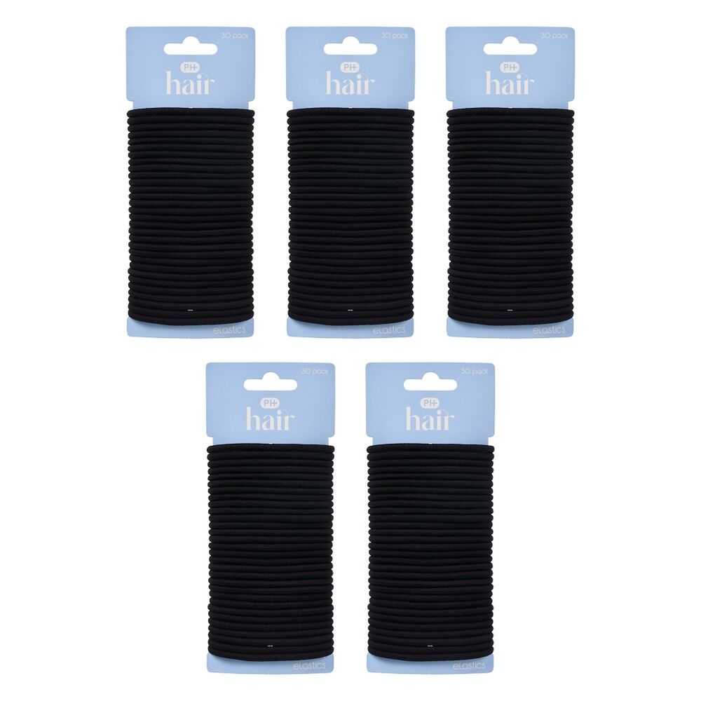 Pharmacy Health Thick Elastics Black 30 Pack Bundle of 5