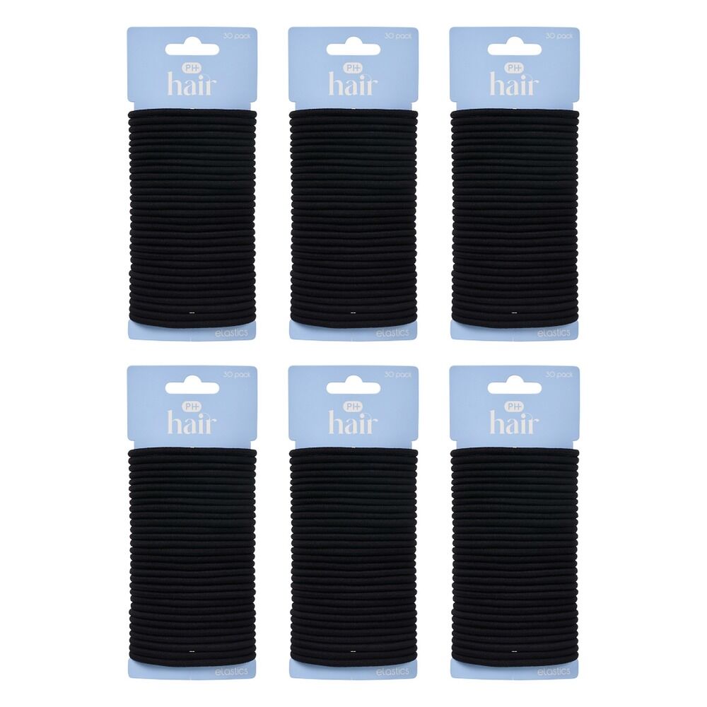 Pharmacy Health Thick Elastics Black 30 Pack Bundle of 6