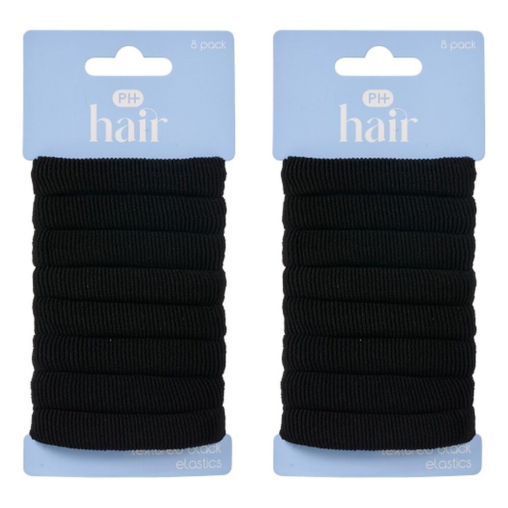 Pharmacy Health Textured Elastics Black 8 Pack Bundle of 2