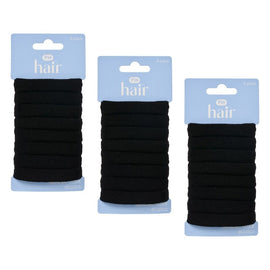 Pharmacy Health Textured Elastics Black 8 Pack Bundle of 3