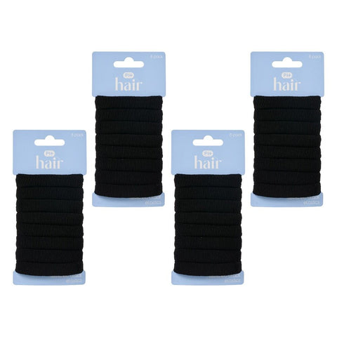 Pharmacy Health Textured Elastics Black 8 Pack Bundle of 4