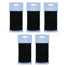 Pharmacy Health Textured Elastics Black 8 Pack Bundle of 5