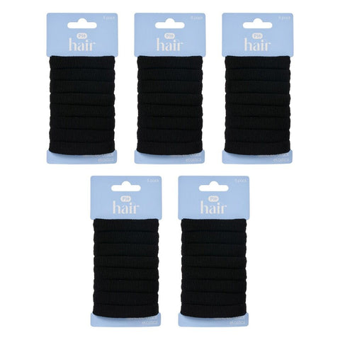 Pharmacy Health Textured Elastics Black 8 Pack Bundle of 5