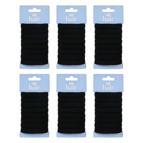 Pharmacy Health Textured Elastics Black 8 Pack Bundle of 6