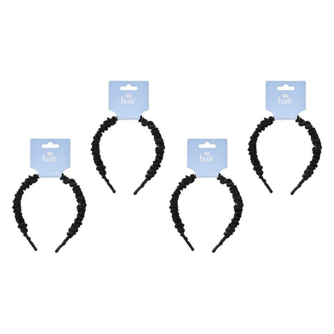 Pharmacy Health Wrinkle Satin Headband Black Pack of 4
