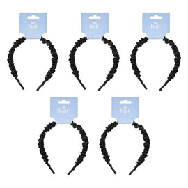 Pharmacy Health Wrinkle Satin Headband Black Pack of 5