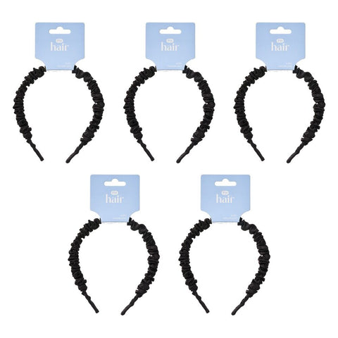 Pharmacy Health Wrinkle Satin Headband Black Pack of 5
