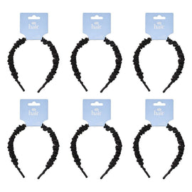 Pharmacy Health Wrinkle Satin Headband Black Pack of 6