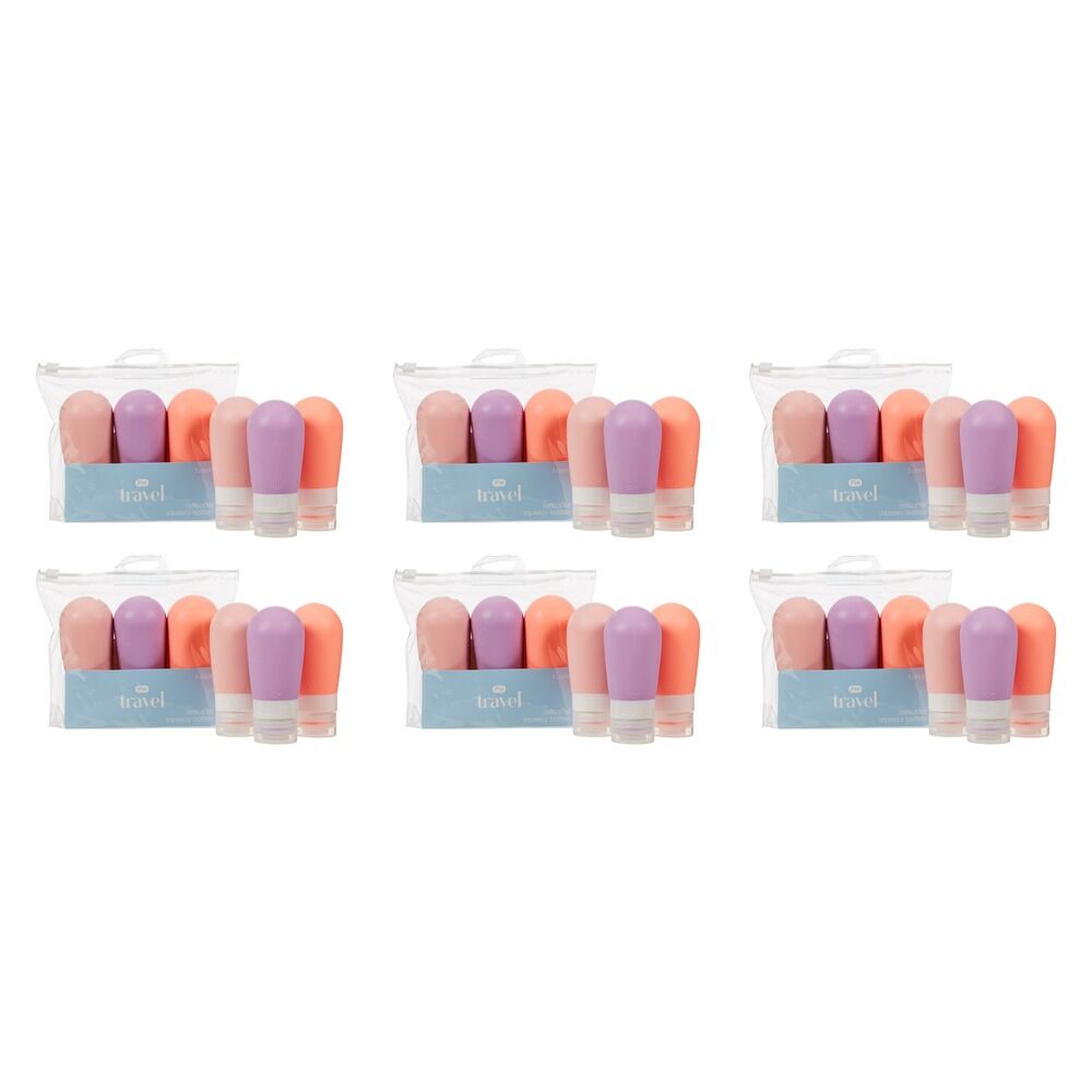 Pharmacy Health Refillable Silicone Bottles Medium 80ml 3 Pack Bundle of 6