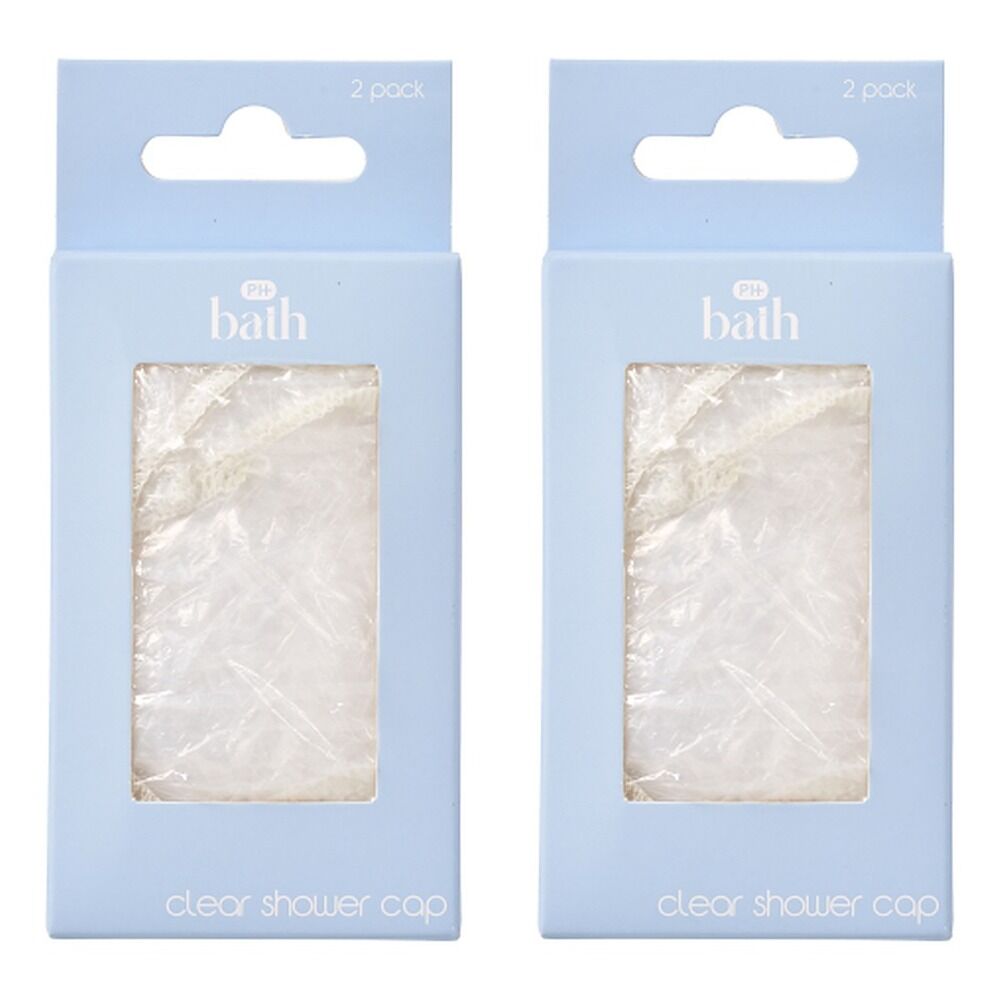 Pharmacy Health Clear Shower Caps 2 Pack Bundle of 2