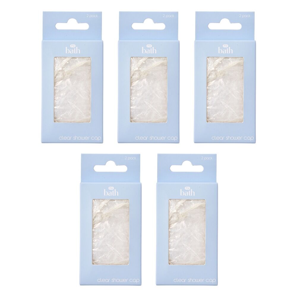 Pharmacy Health Clear Shower Caps 2 Pack Bundle of 5