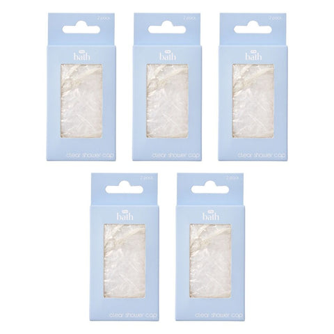 Pharmacy Health Clear Shower Caps 2 Pack Bundle of 5