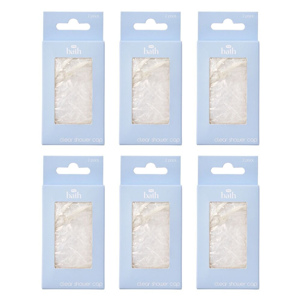 Pharmacy Health Clear Shower Caps 2 Pack Bundle of 6
