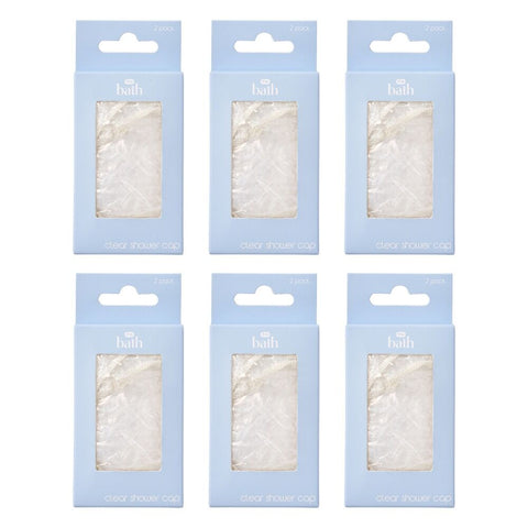 Pharmacy Health Clear Shower Caps 2 Pack Bundle of 6