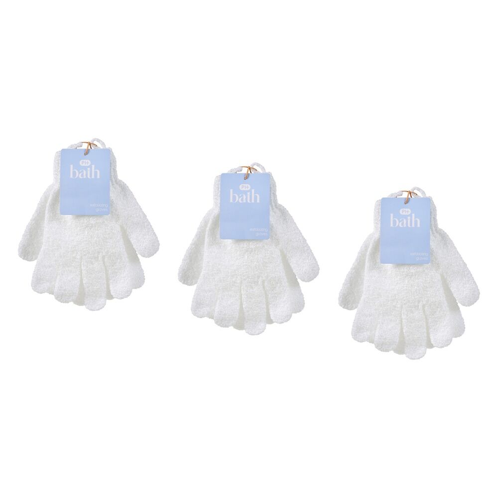Pharmacy Health Exfoliating Gloves White Pack of 3