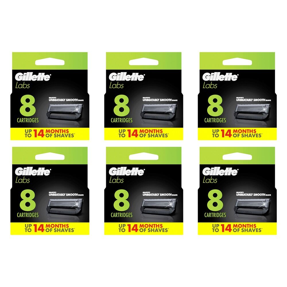 Gillette Labs Razor Blade Refills, 8 Pack Bundle of 6