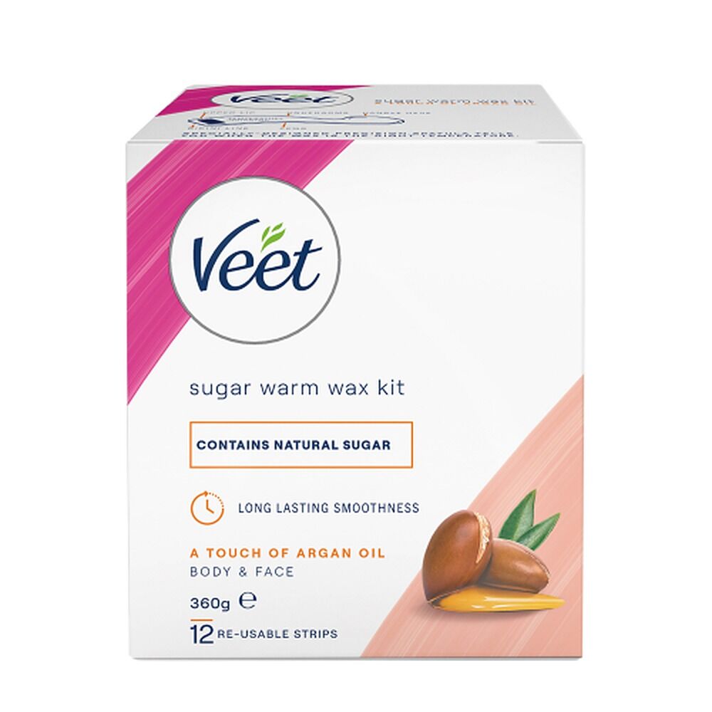 Veet Sugar Warm Wax Hair Removal Kit With Argan Oil 360g