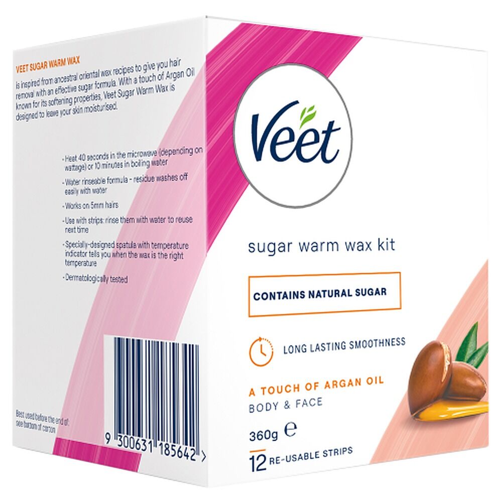 Veet Sugar Warm Wax Hair Removal Kit With Argan Oil 360g