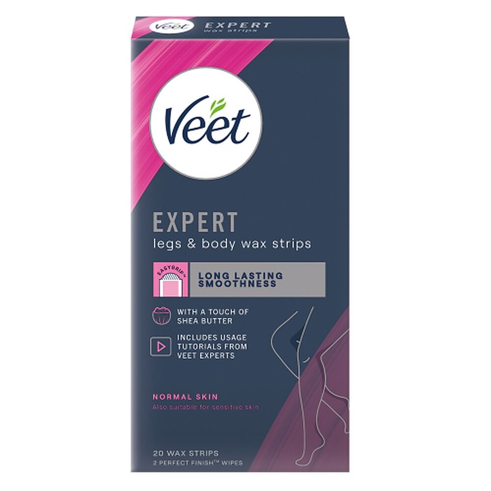 Veet Expert Legs & Body Wax Strips for Normal Skin 20 Strips