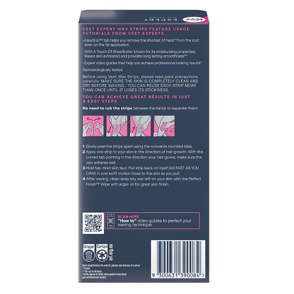 Veet Expert Legs & Body Wax Strips for Normal Skin 20 Strips