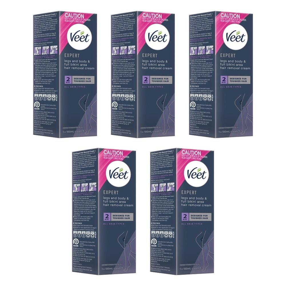 Veet Expert Legs and Body & Full Bikini Hair Removal Cream 100mL Pack of 5