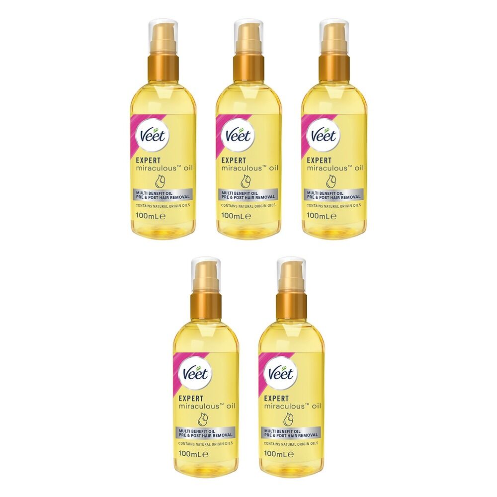 Veet Expert Miraculous Oil for Pre and Post Hair Removal 100mL Pack of 5