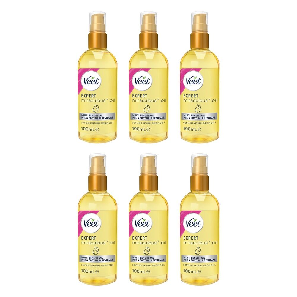 Veet Expert Miraculous Oil for Pre and Post Hair Removal 100mL Pack of 6