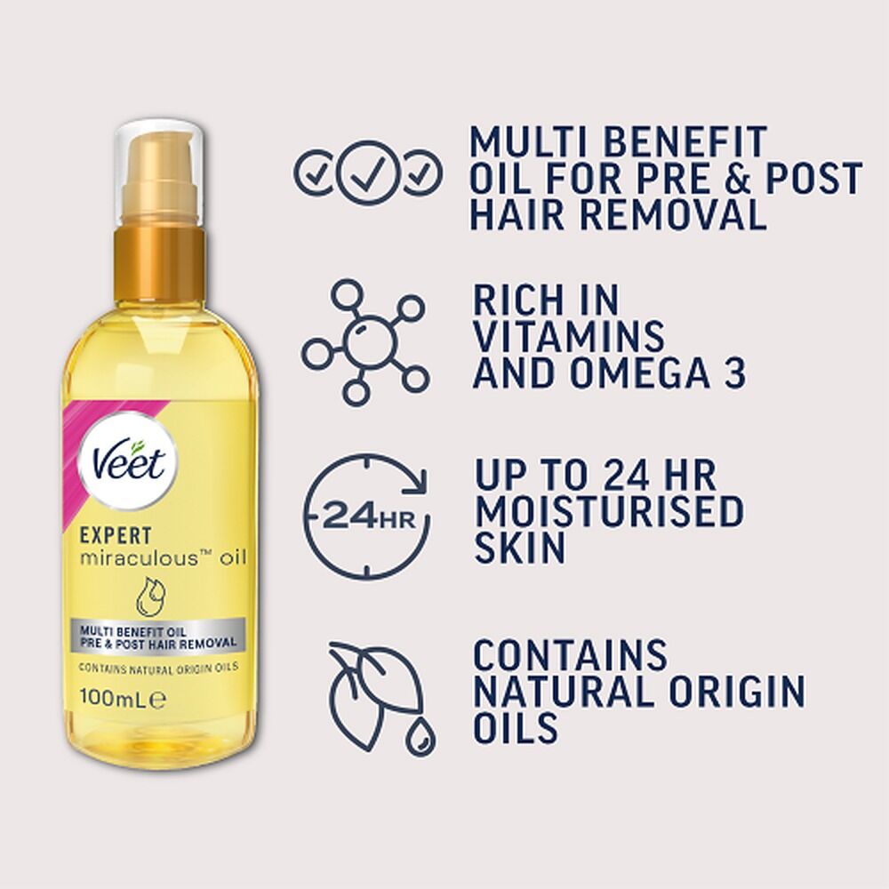 Veet Expert Miraculous Oil for Pre and Post Hair Removal 100mL