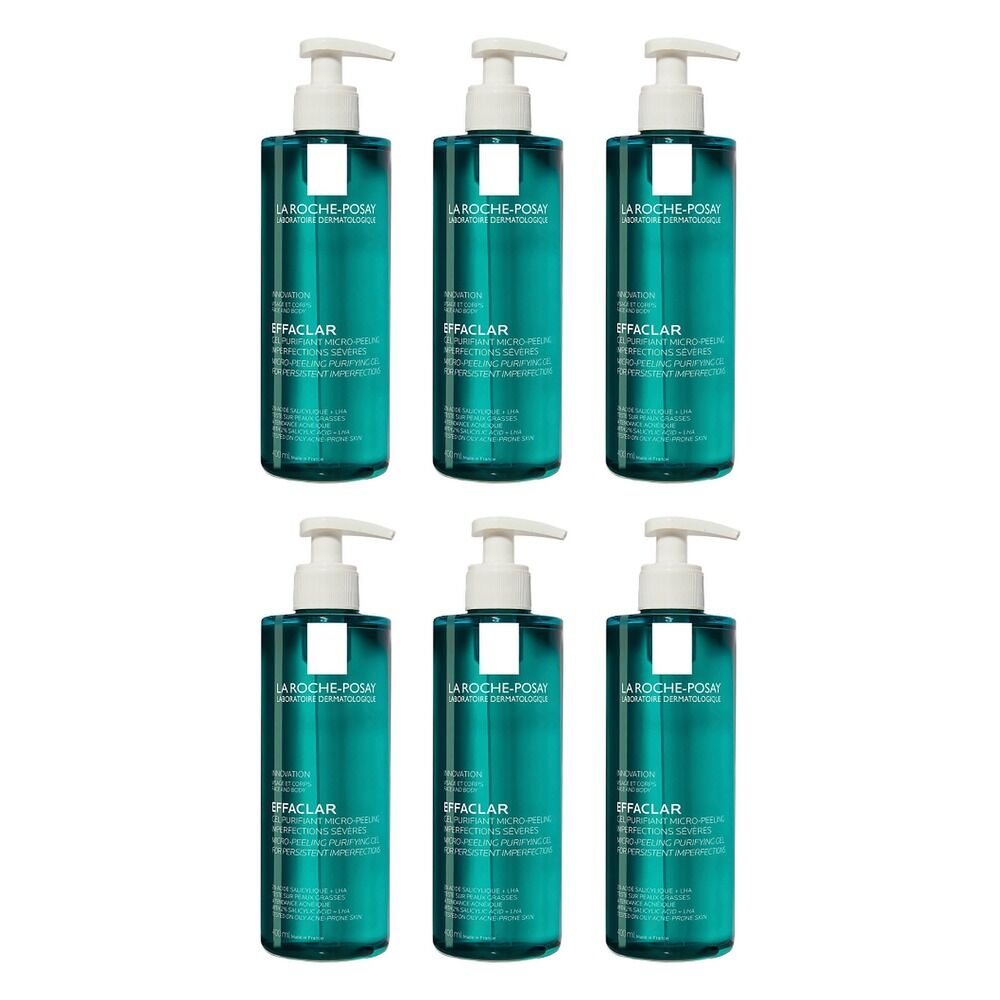 La Roche-Posay Effaclar Micro-Peeling Purifying Gel Cleanser 400mL Pack of 6