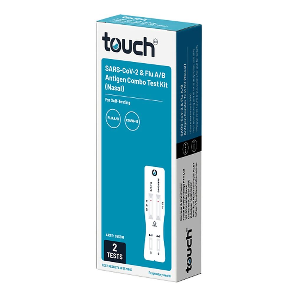 TouchBio SARS-CoV-2 & Flu A/B Combo Rapid Antigen Test 2 Pack