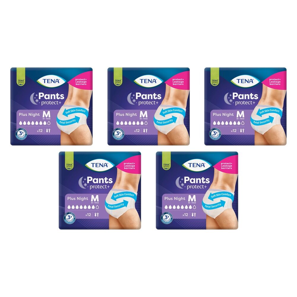Tena Pants Plus Night Medium 12 Pack x 2 Bundle of 5