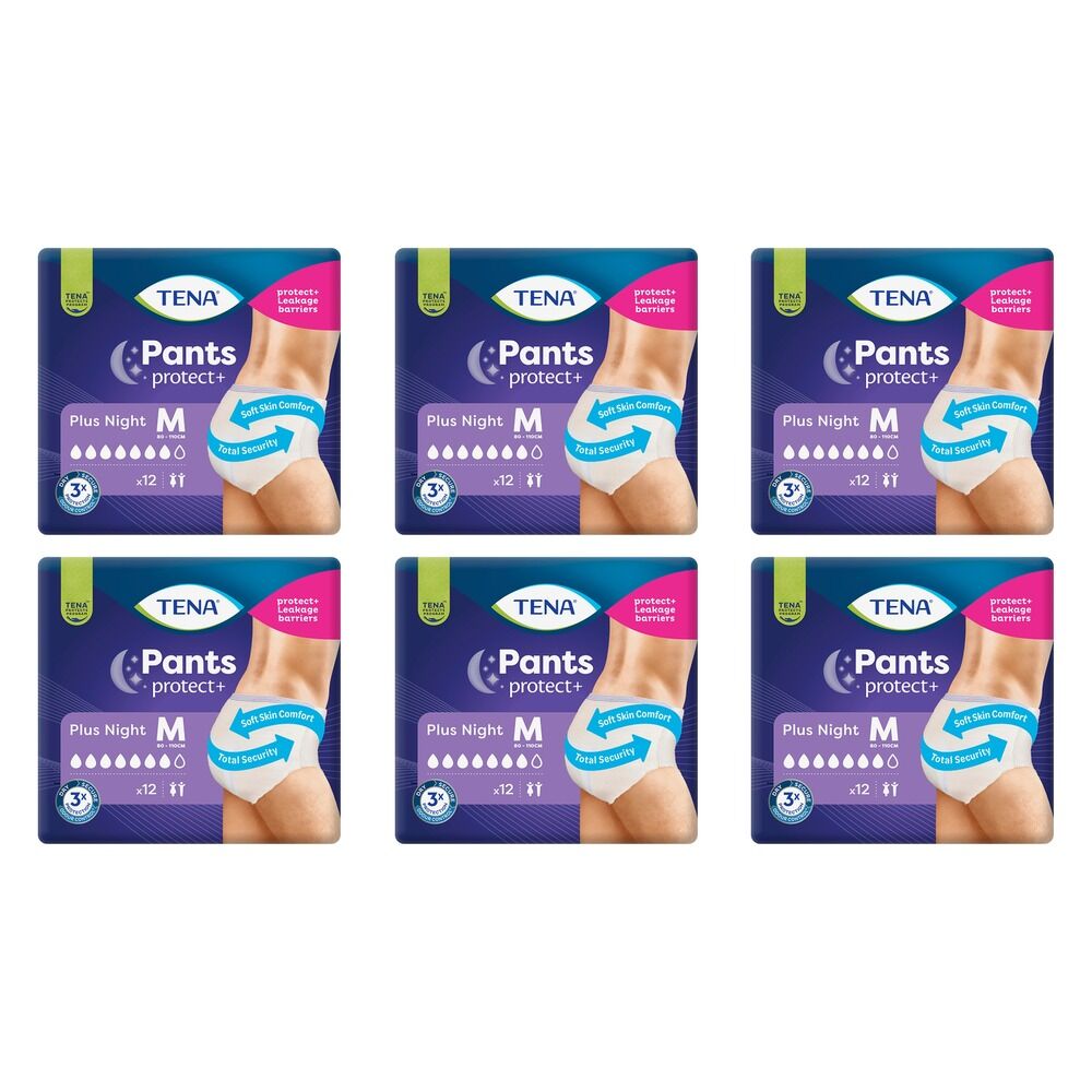 Tena Pants Plus Night Medium 12 Pack x 2 Bundle of 6