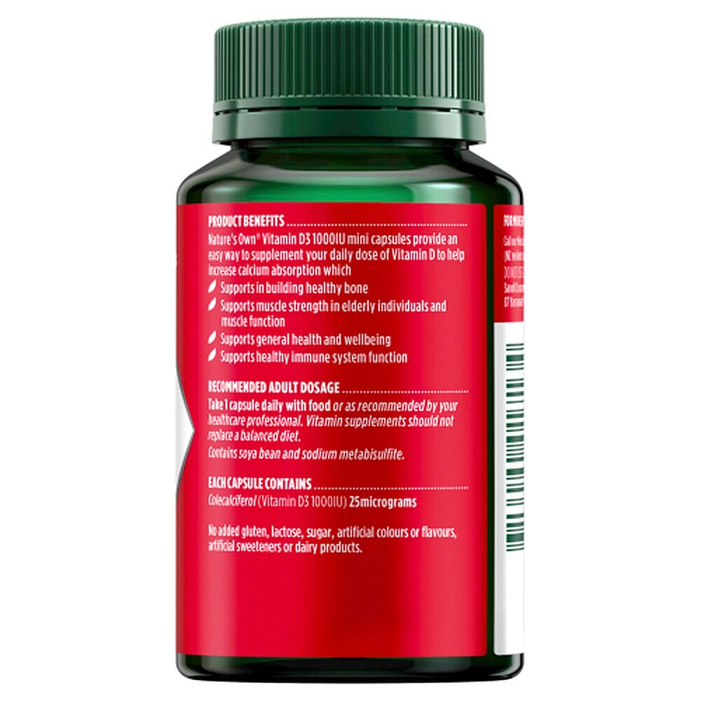 Nature's Own Vitamin D3 1000IU 200 Capsules