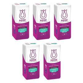 Poise Charcoal Extra Long Liners 20 Pack x 6 Bundle of 5