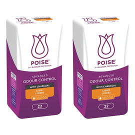 Poise Charcoal Light Liners 22 Pack x 6 Bundle of 2