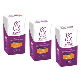 Poise Charcoal Light Liners 22 Pack x 6 Bundle of 3