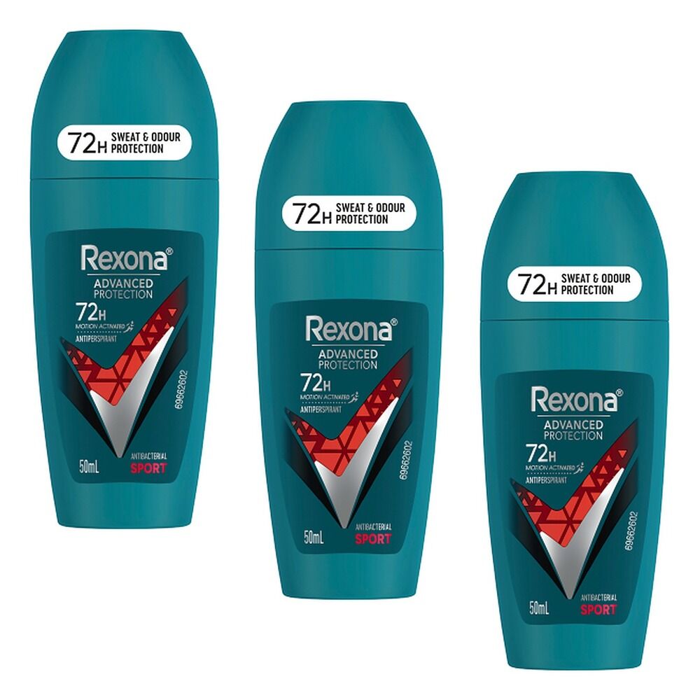 Rexona Advanced Protection Antiperspirant Antibacterial Sport, 72H, Bundle of 3