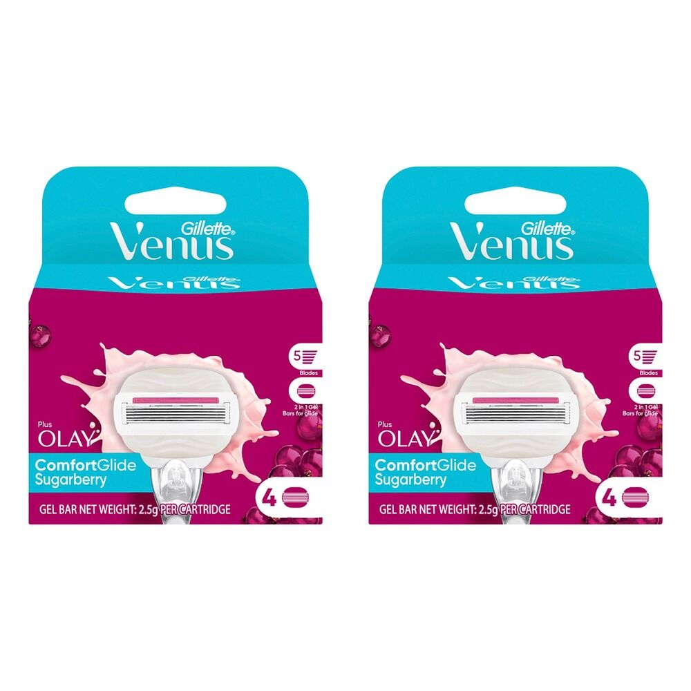 Gillette Venus ComfortGlide Olay Sugarberry Razor Blade Refills 4 Bundle of 2