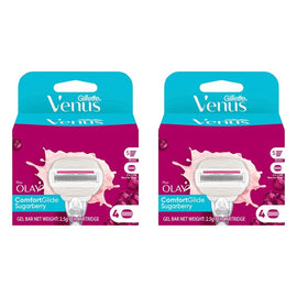 Gillette Venus ComfortGlide Olay Sugarberry Razor Blade Refills 4 Bundle of 2