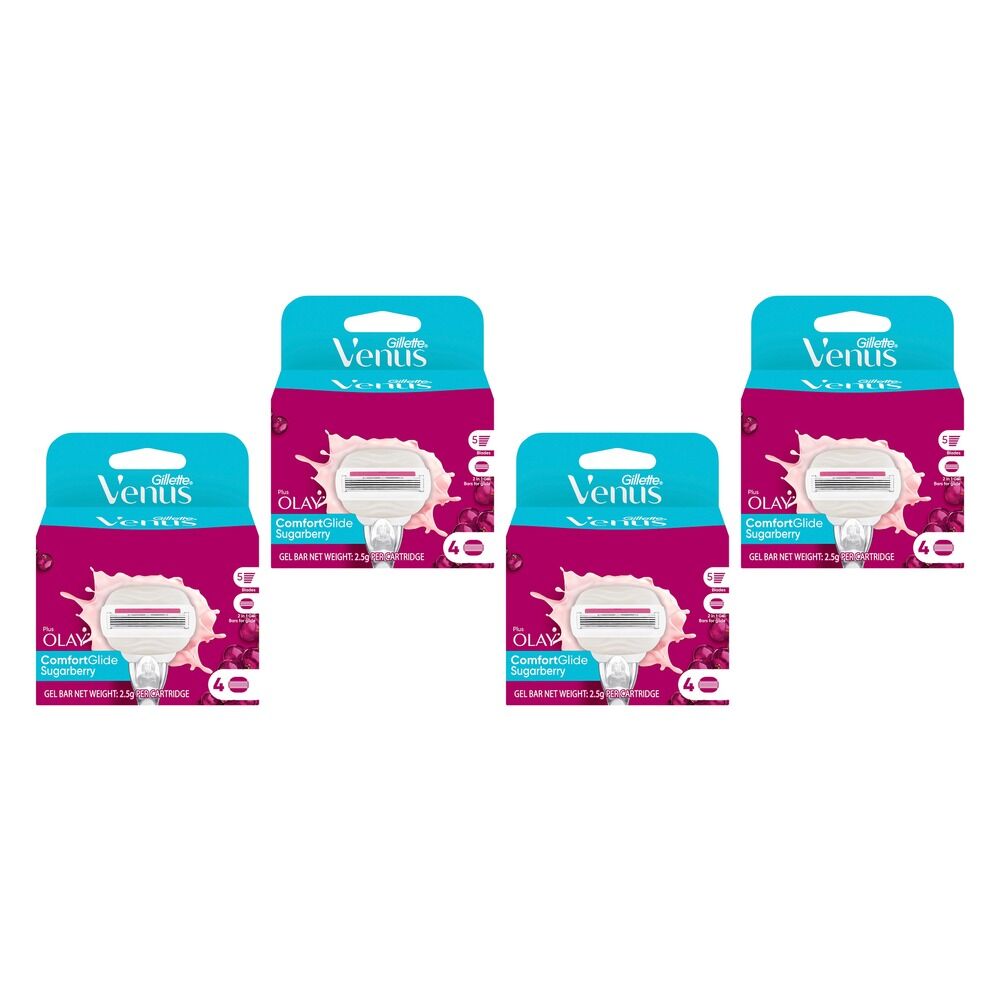 Gillette Venus ComfortGlide Olay Sugarberry Razor Blade Refills 4 Bundle of 4