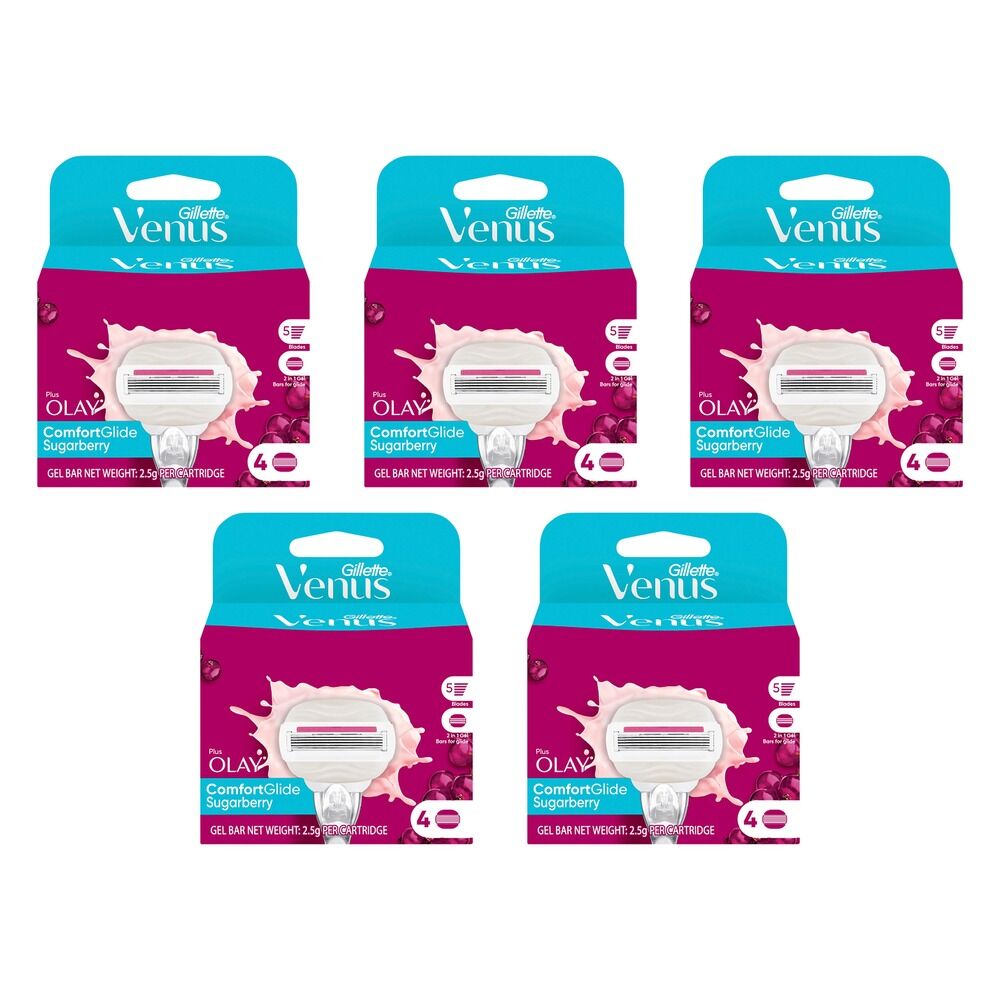 Gillette Venus ComfortGlide Olay Sugarberry Razor Blade Refills 4 Bundle of 5