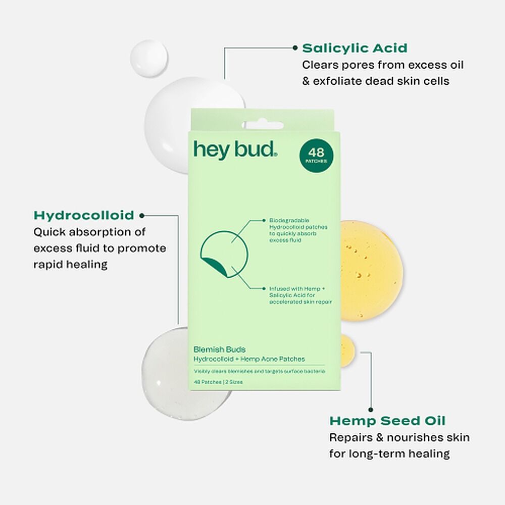 Hey Bud Hydrocolloid + Hemp Acne Patches 48 Patches x 6